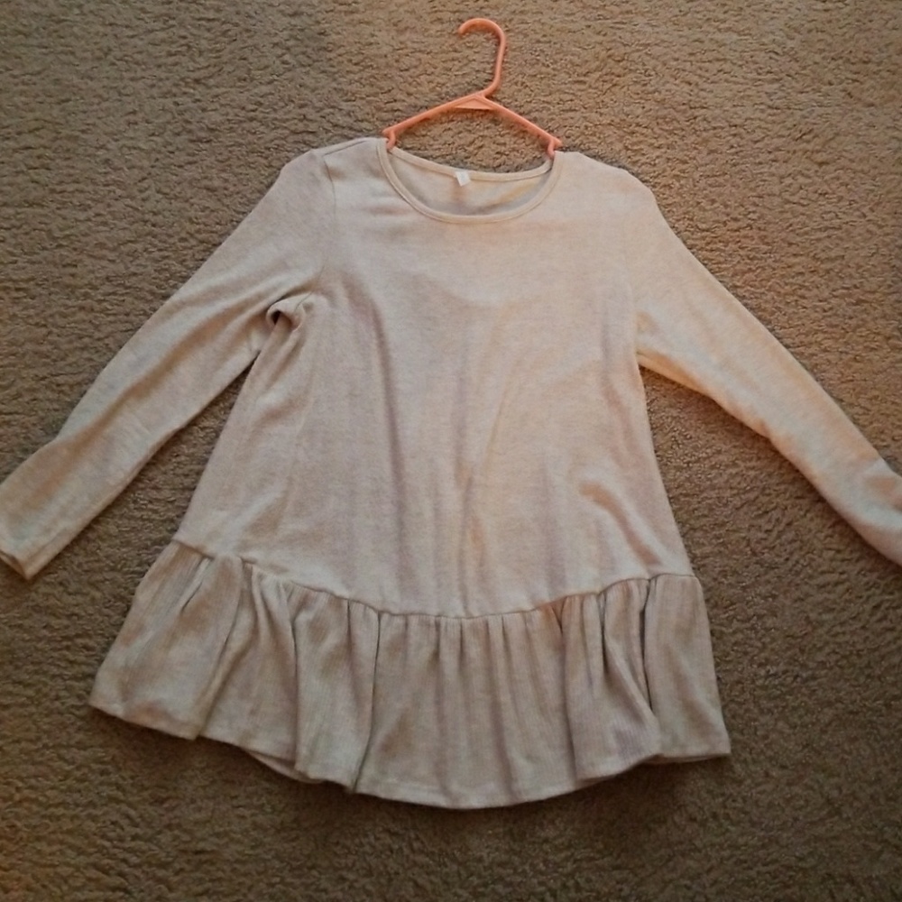 Pink Blush Cream Knit Ruffle Trim Maternity Top